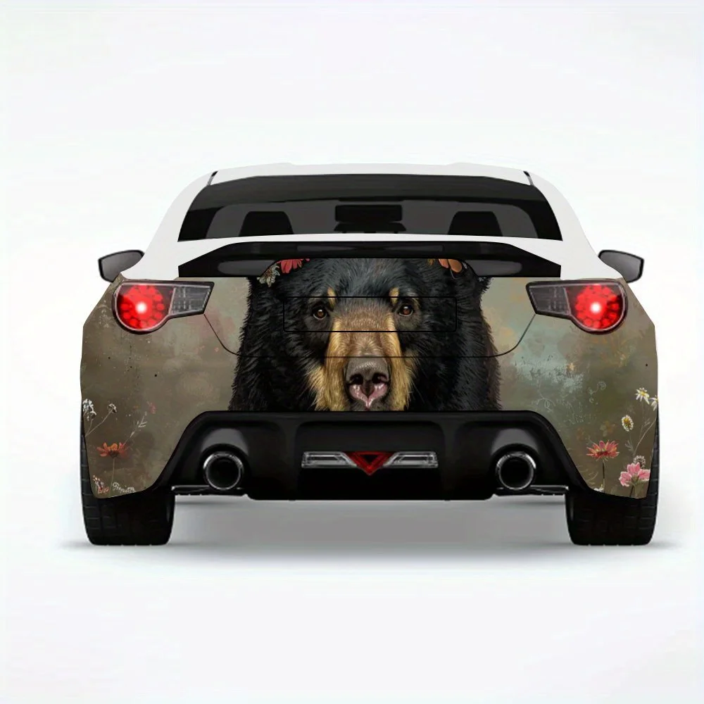 

Автомобильная наклейка с цветочным медведем, виниловая наклейка на заднюю часть автомобиля, водонепроницаемые самоклеящиеся виниловые наклейки для хвоста и бампера автомобиля, декор