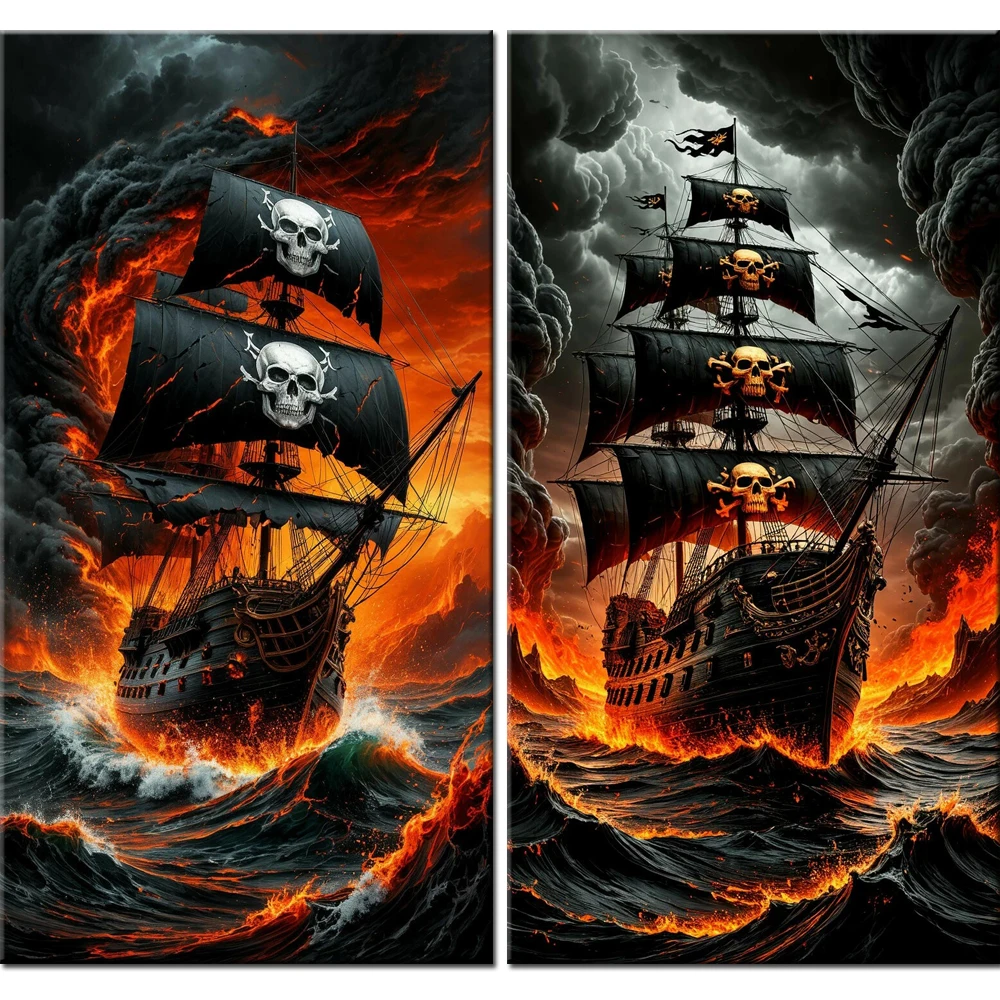 Fantastic Pirate Ship Picture DIY Diamond Painting Cross Stitch Full Drills Diamond Mosaic New Collection Home Decor