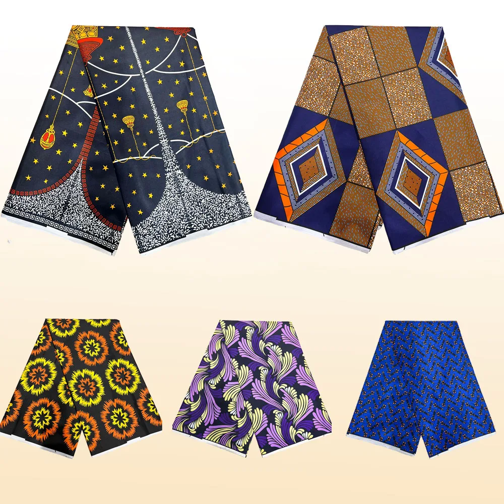 Tissu Wax Ankara 6 Yards 2025 – Tissu Imprimé Wax Africain de Haute Qualité – Véritable Wax Africain Garanti
