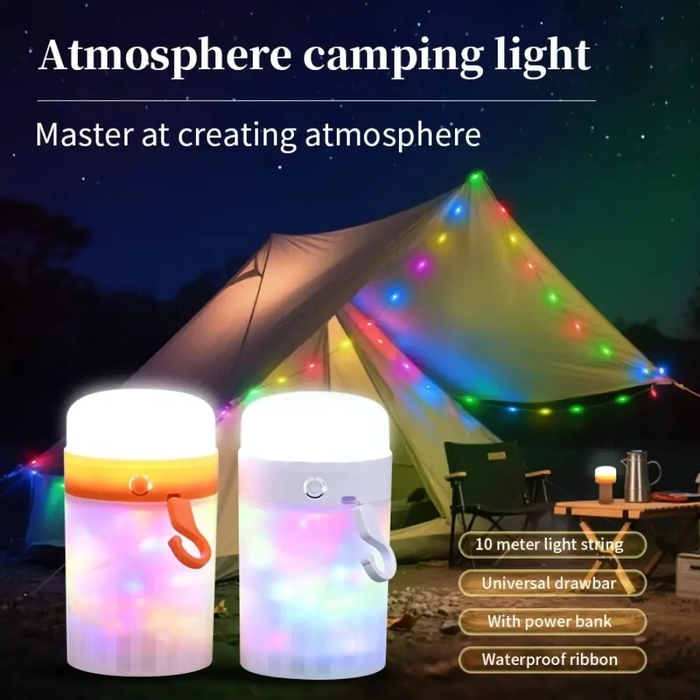Strip Light Colorful Camping Light Rechargeable RGB String Light With Hook 10M Length LED Camping Lamp Room Decor