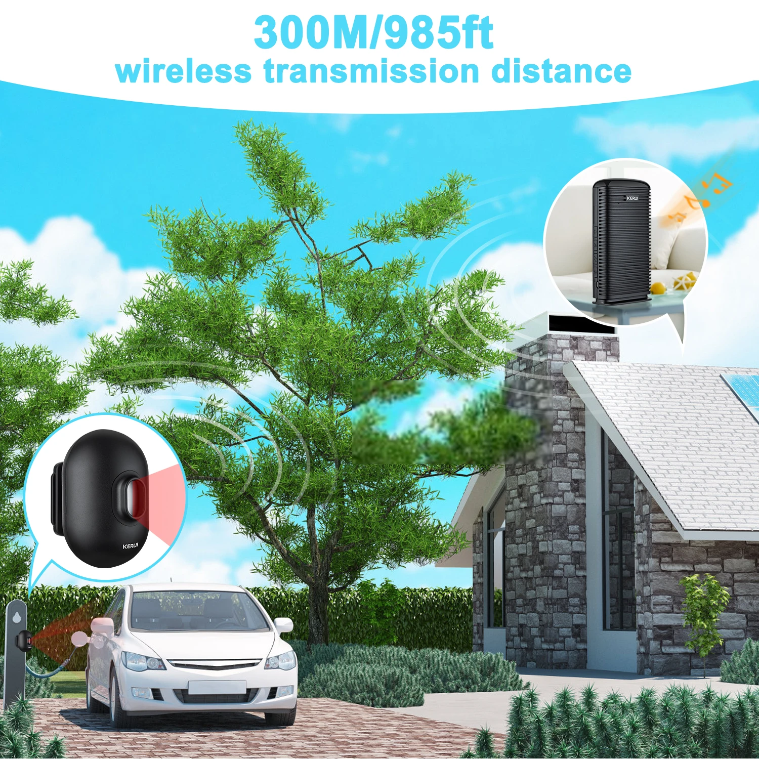 KERUI DW9 Wireless Driveway Security Alarm Waterproof PIR Motion Detector Garage Welcome Burglar Alarm Secure System Patrol