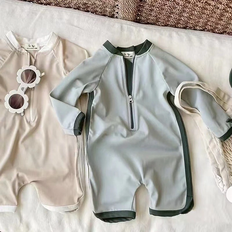 

2026 Children's Summer Sun Protection Long Sleeved Quick Drying One-piece Beach Vacation Cool Swimsuit