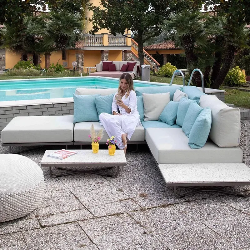 Waterproof Rattan Outdoor Sofa Set for Garden Balcony Villa Patio Courtyard Leisure Furniture Sun Resistant Seating