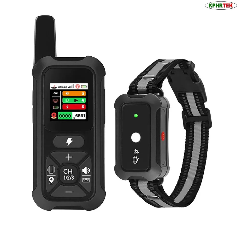GPS Wireless Dog Fence with 2000m Adjustable Boundary LCD Screen Waterproof Rechargeable For 1/2/3 Dogs