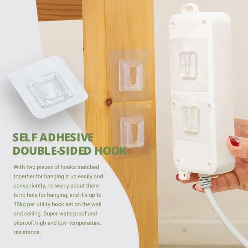 Cable Organizer Clips Double-Sided Adhesive Wall Hooks Hanger Strong Transparent Suction Cup Wall Holder For Kitchen