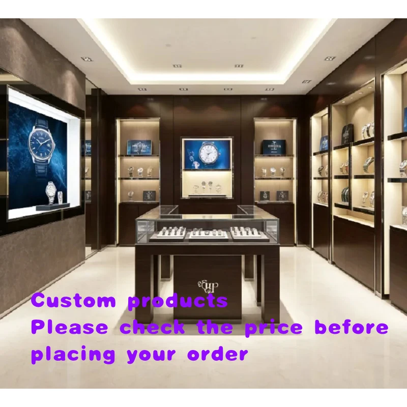 custom.GZowin Luxury Double-Deck Solid Wood Watch Display Cabinet with LED Lighting Customizable Design High-End Retail Stor