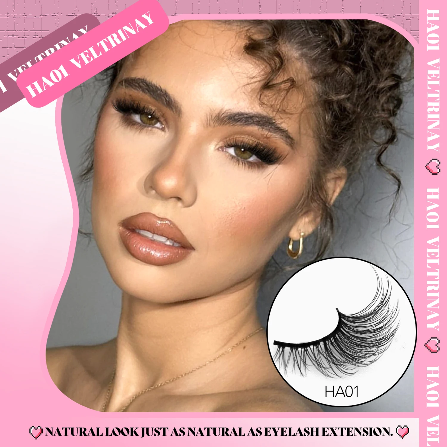 Veltrinay Mezze Ciglia Ciglia finte Effetto sollevamento coda dell'occhio Ciglia finte morbide sexy Trucco ciglia finte riutilizzabili di alta qualità