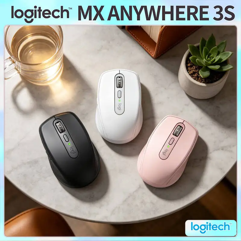 High-Precision MX Anywhere 3S - 8K DPI, 3-Device Bluetooth, Silent Click, Ideal for Pet Fair Signing & On-site Work