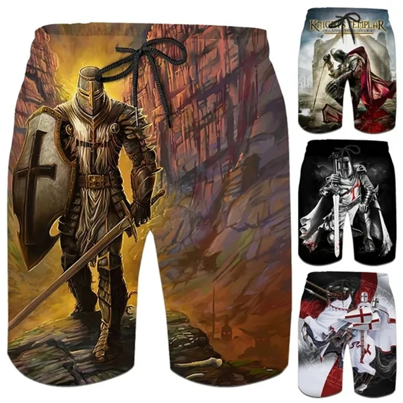 New Arrival Knights Templar 3D Printed Men Fashion Personality Summer Quick-drying Ice Shorts Ropa De Hombre Kids Beach Shorts