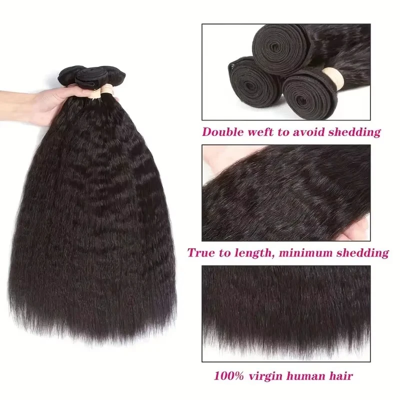 30 بوصة غريب حزم مستقيمة الشعر البشري ياكي مستقيم 100% الخام غير المجهزة النسيج 1/3/4 حزم ريمي لحمة مزدوجة ملحقات