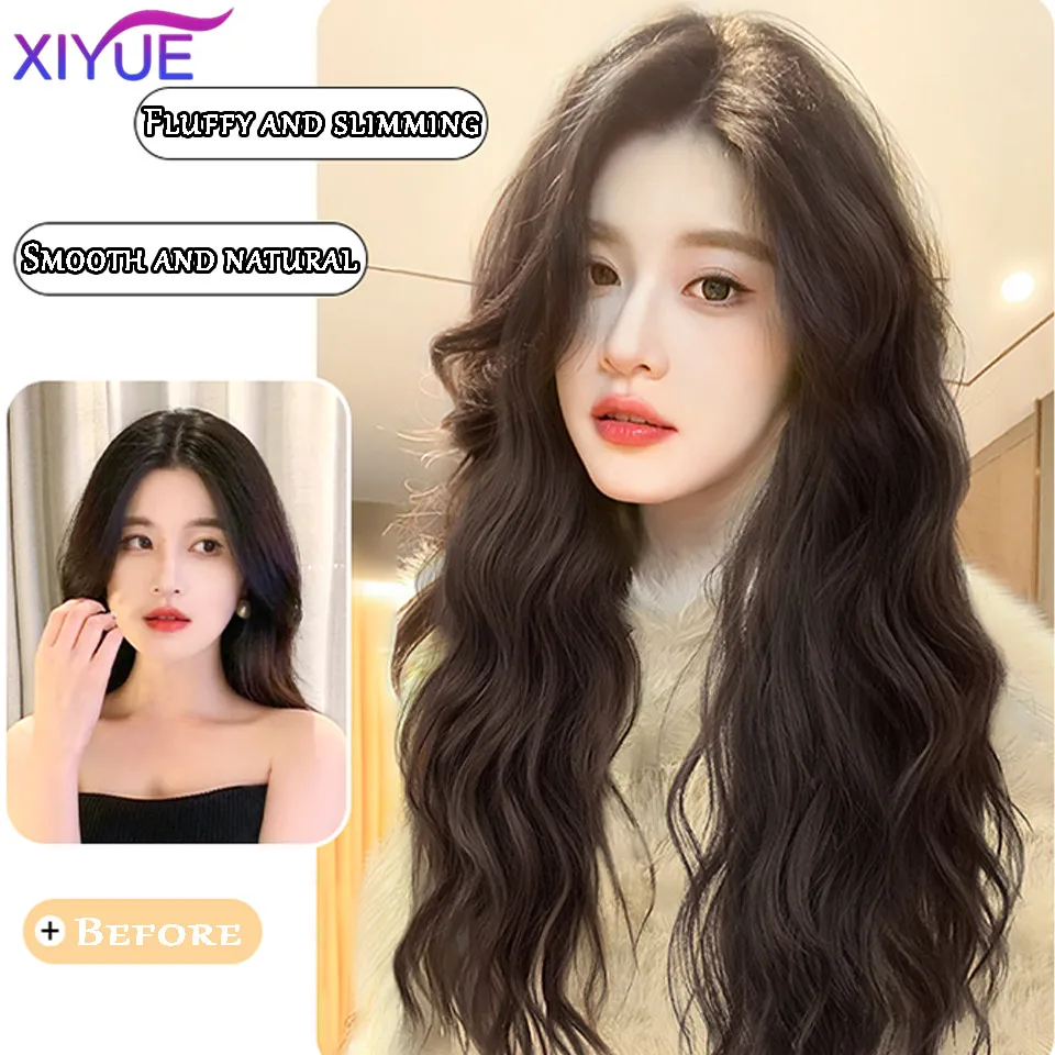 XUTYE Wig Women\'s Long Hair Full Head Set with Natural Synthetic Hair Water Ripple Daily Full Top Wig Set