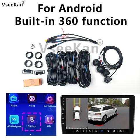 For Car Android System Built-in 360 Function AHD1080p Camera 3D Camera Front, Back, Left and Right Universal Model