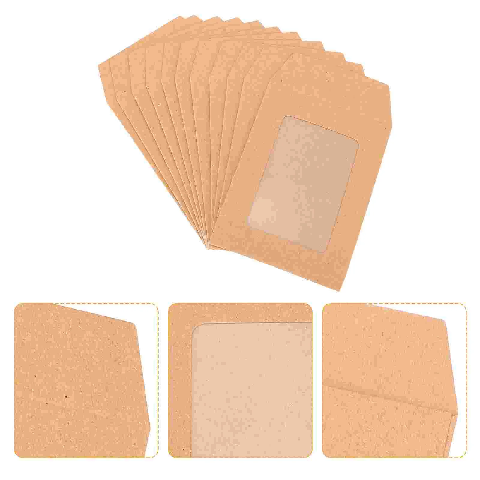 25 Pcs Transparent Kraft Paper Self Seal Window Envelopes Postage Stamps Mailing