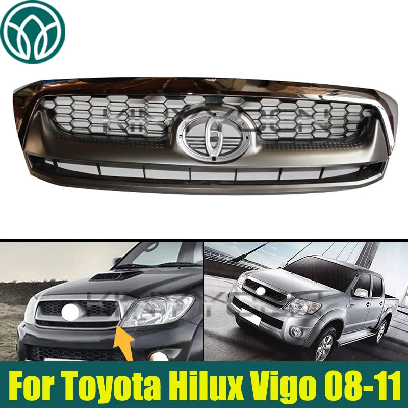 

Front Bumper Hood Grille For Toyota Hilux Vigo 2008 2009 2010 2011 Front Bumper Grille Mesh