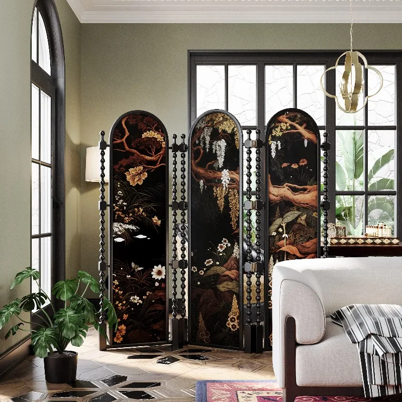 

solid wood folding screen partition living room bedroom entrance household French antique removable folding scree