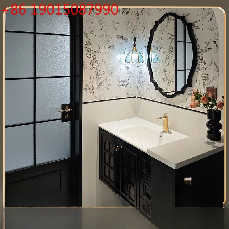 

Комбинированный шкаф для ванной комнаты, керамическая встроенная раковина, умывальник во французском стиле ретро, шкаф для умывальника, туалет