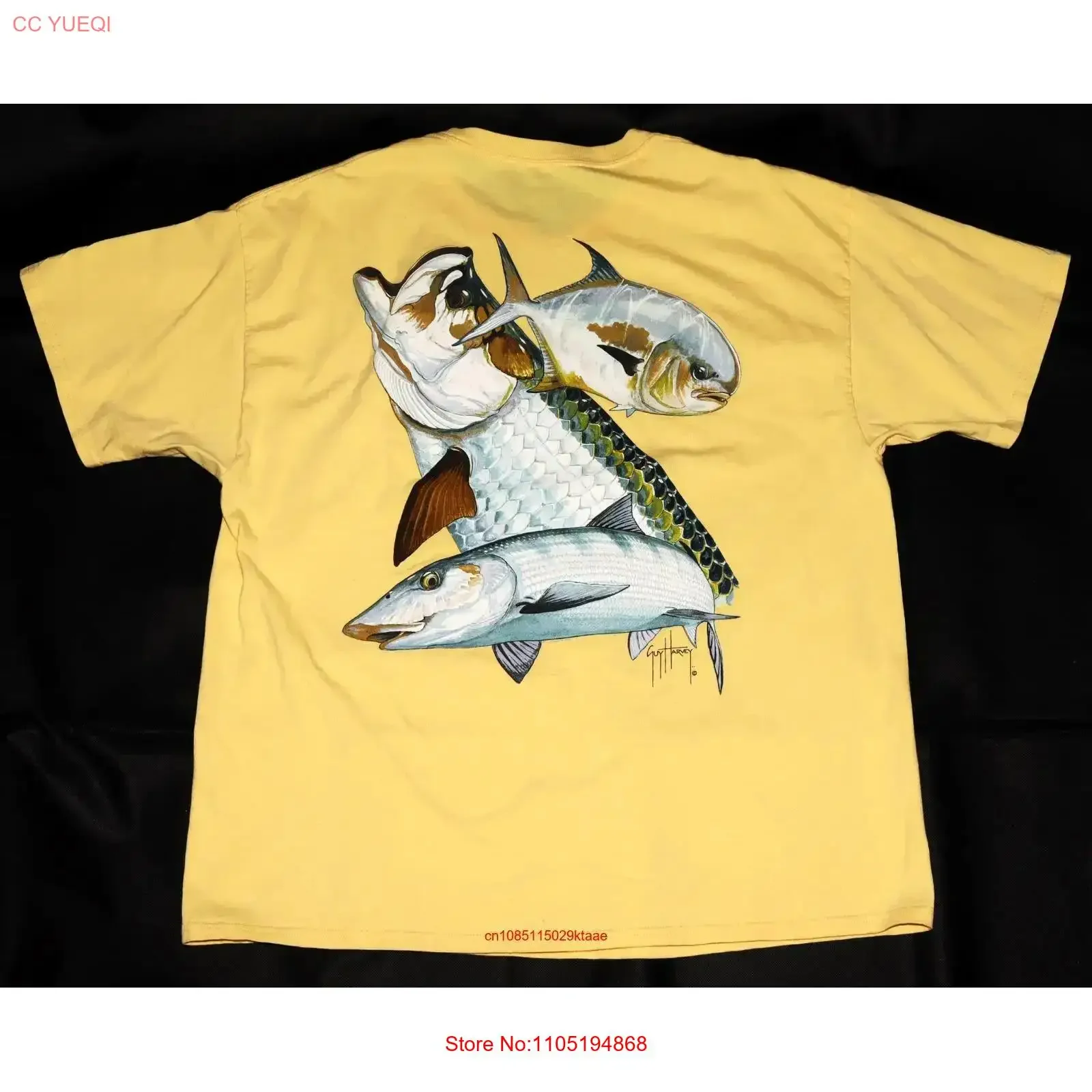 Guy Harvey By AFTCO Bluewater Men's Crew Neck T Shirt Size XL vintage Washed Comfortable designer clothes Versatile Unisex