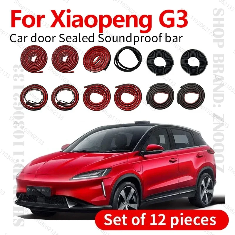 

For 2018-2023 Xiaopeng G3 Car Door Seal Strip Rubber Double Layer Sealing Protector Soundproof Dustproof Seal Strip 12PCS Set