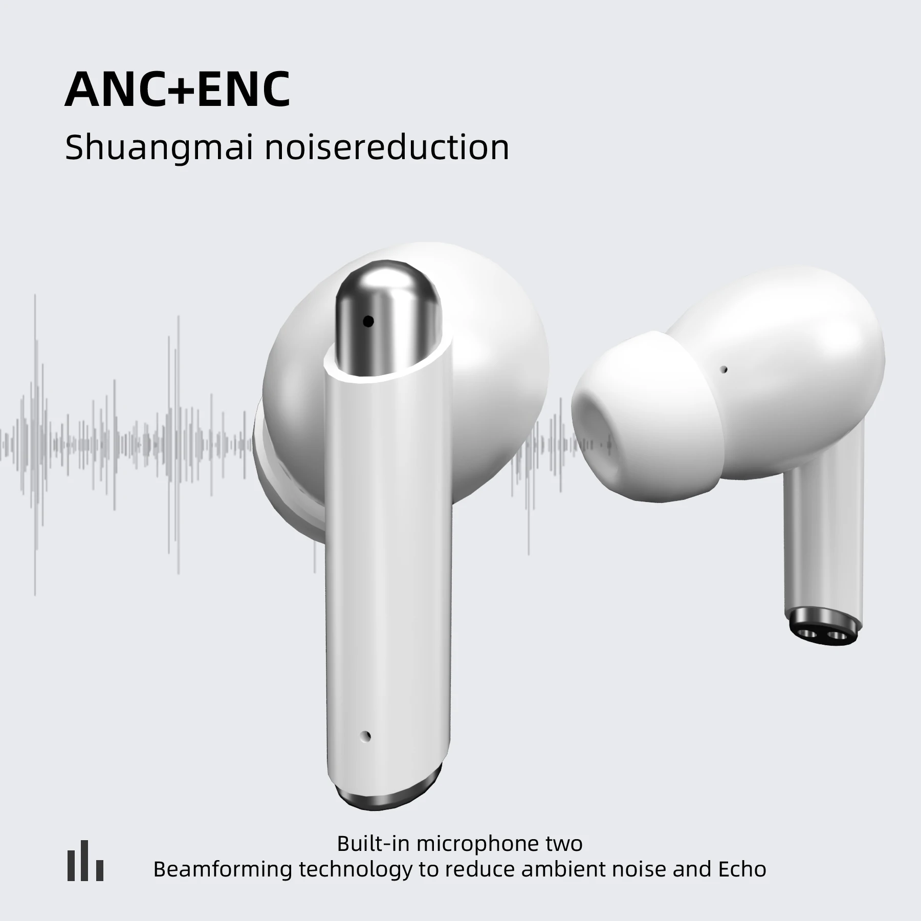 Hot Selling Smart Touch Screen Bluetooth-hoofdtelefoon met ANC + ENC Actieve ruisonderdrukkende sportoordopjes Ideaal voor muziekliefhebbers