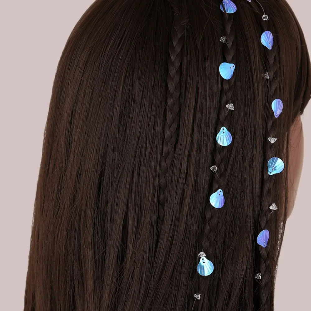 

Pearl Shell Hair Chain Invisible Braiding Tool with Sparkling Beaded Tassels for Women Wedding Festival Bohemian Hair Accessory
