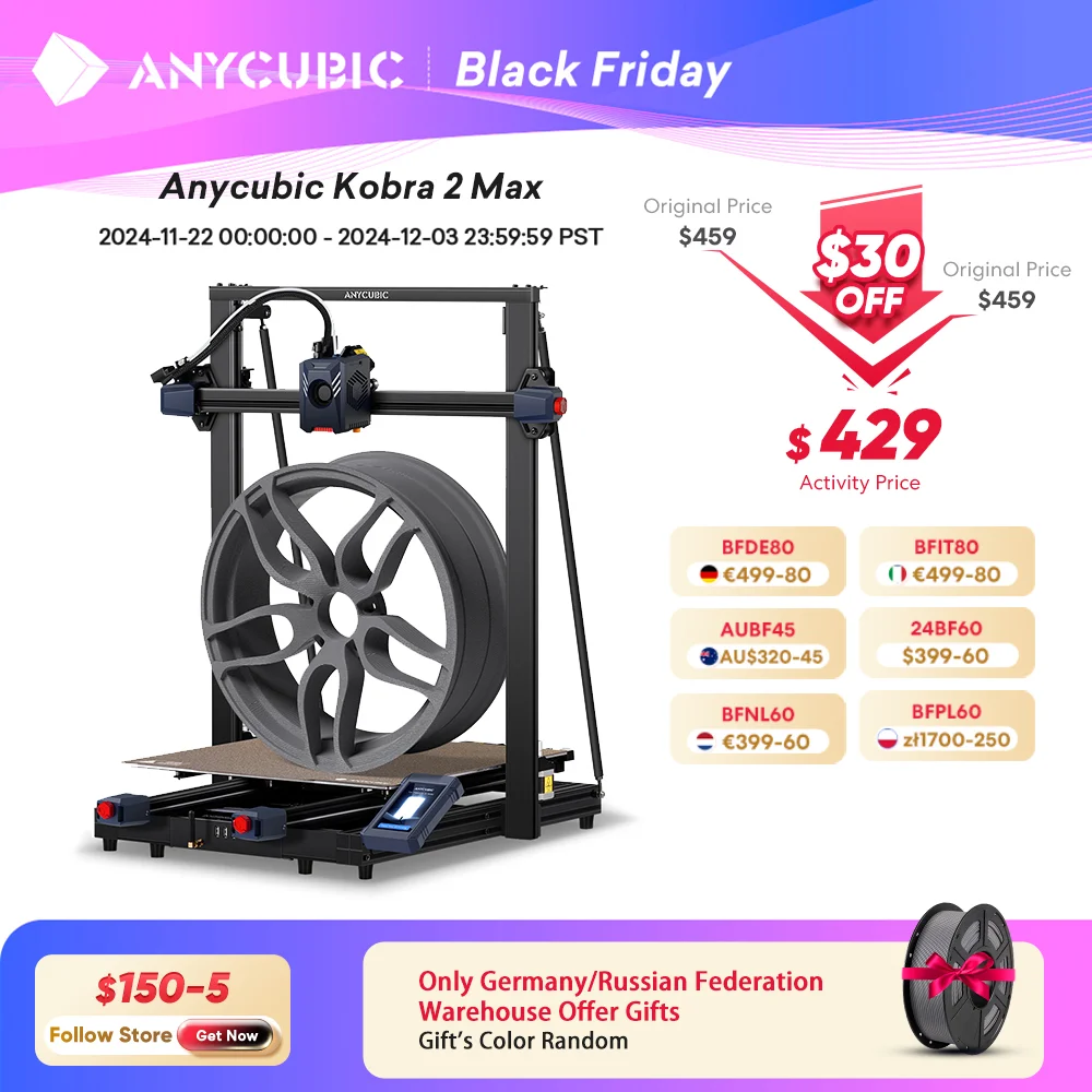 ANYCUBIC KOBRA 2 Max 4.3 inch FDM Professional 3D Printer Capacitive HD Touch Screen Auto-leveling 3d Printer Extruder