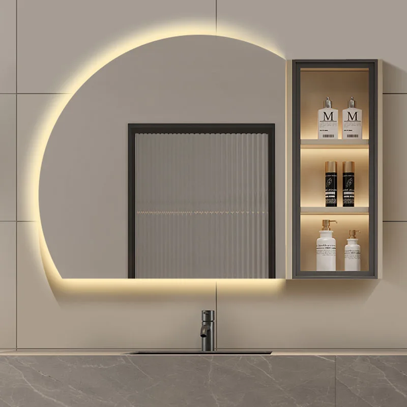 Irregular Glass Bathroom Mirror Led Lights Shaving Shower Vanity Bathroom Mirror Fogless Aesthetic Espejo Pared Furnitures