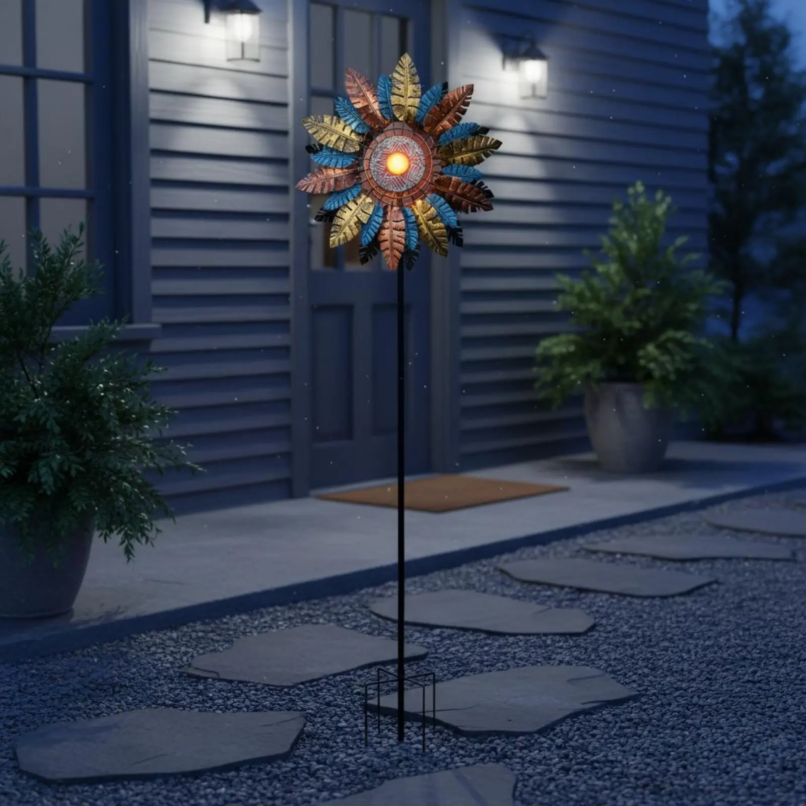 

Solar Foliage Wind Rotator Double Sided Rotating Foliage Wind Rotator Solar Metal Wind Rotator Rust Resistant Easy to Assemble