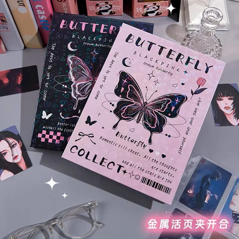 A5 Kawaii dazzling fancy Butterfly Kpop Binder Photocards Holde Idol Card Photo Storage album Collect Book 3inch with Sleeves