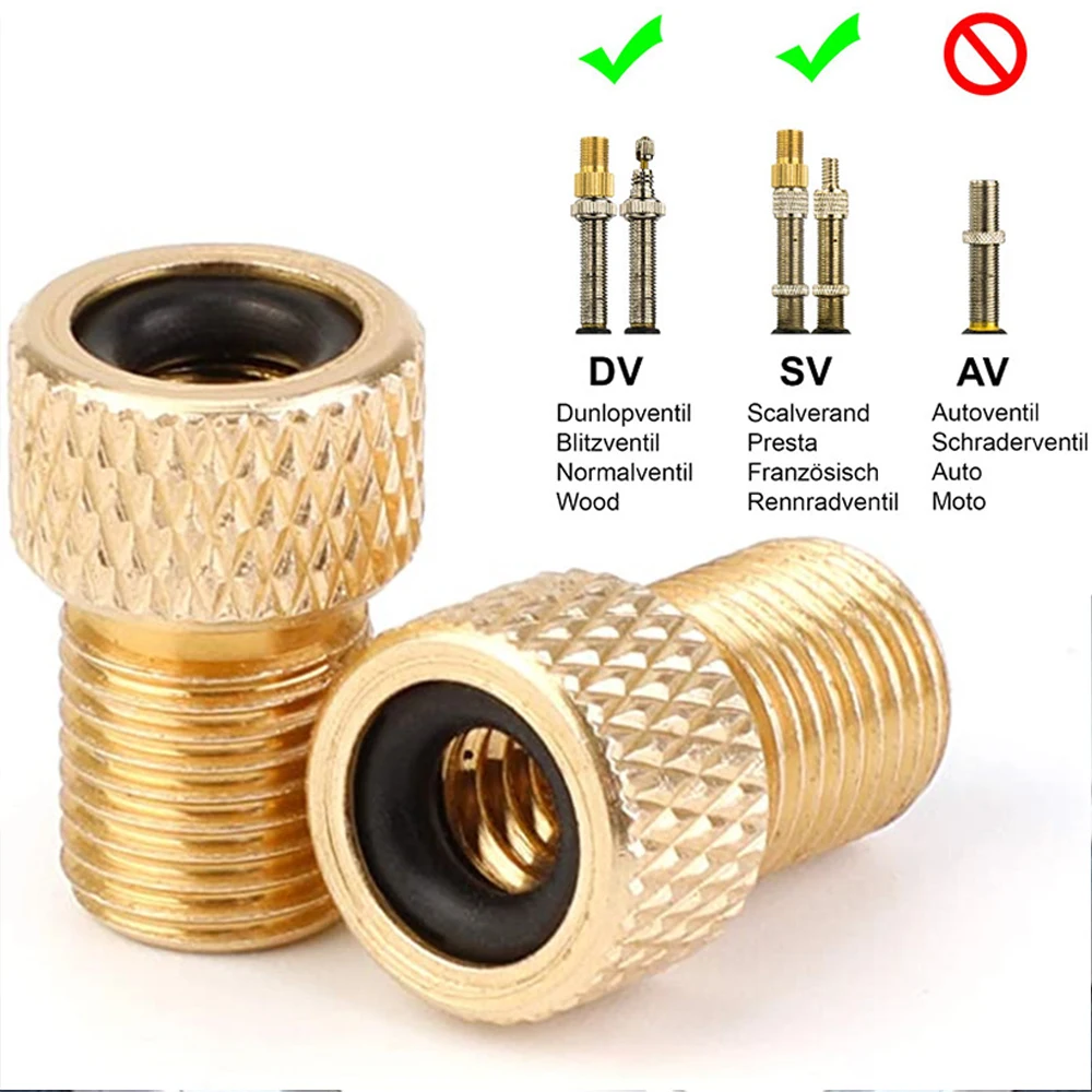 A5 5PC F/V To A/V Valve Adapter Bike Value Converter Presta To Schrader Golden Bike Tire French Valve Adapter Bicycle Accessorie