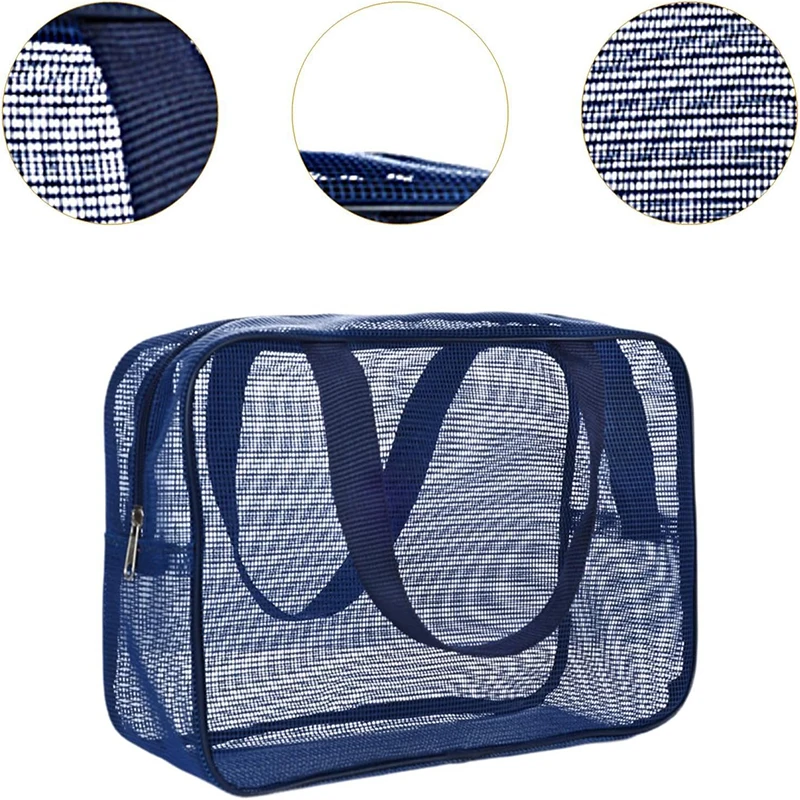 Mesh Wash Strandtas Heren Dames Draagbare draagbare reisopslag Cosmetisch zakje Zwart Fitness Badzak Badorganizer