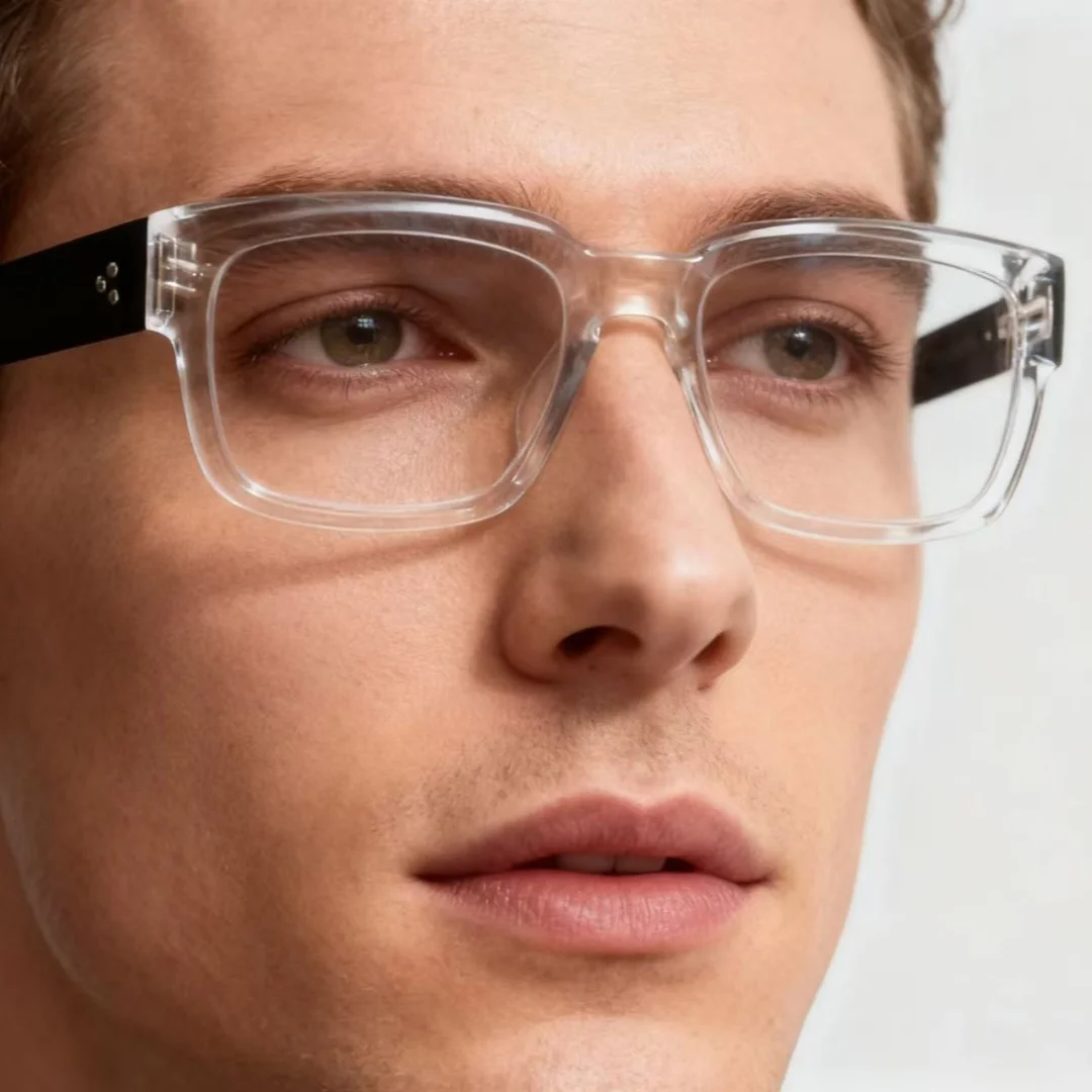 

Acetate Optical Glasses Thick Frame Men Black Square Eyewear Fashion Non-Prescription Eyeglasses for Man Good Quality Eyewear