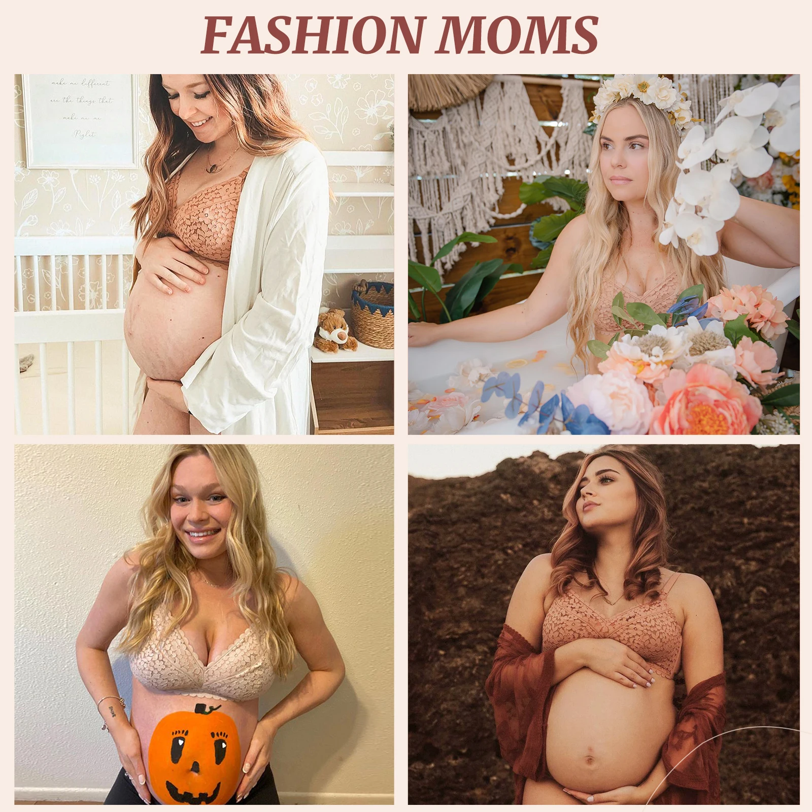 MOMANDA-Sujetador de bombeo con manos libres para mujer embarazada, ropa interior Sexy de encaje, inalámbrica, para amamantar, todo en uno