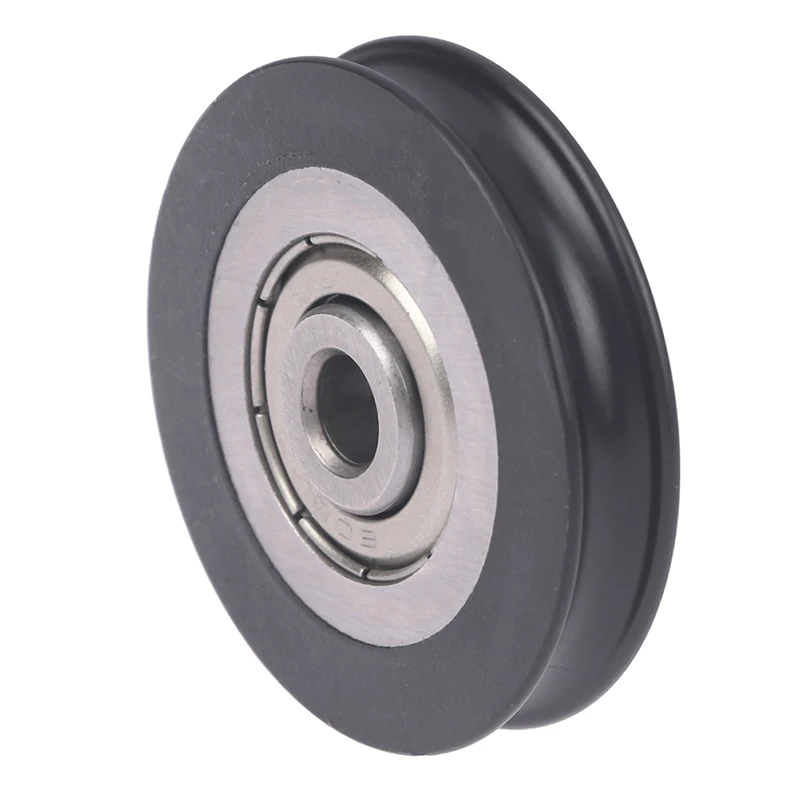 6*39*8mm Shift Door Pulley Concave Wheel U Groove Wire Rope over Line Wheel, Rubber Wrapped Plastic Nylon Bearing Roller