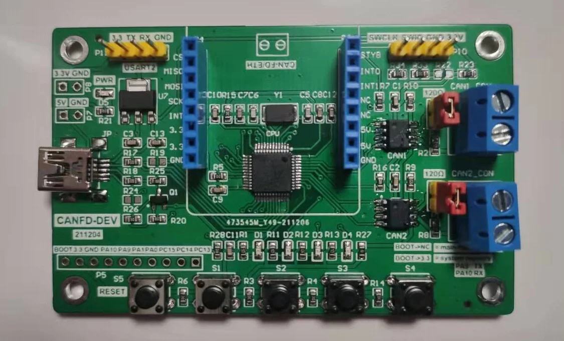CANFD Development Board Extends 3-channel FD to Can2.0 Ethernet  Ttl USB Gd32c103cb