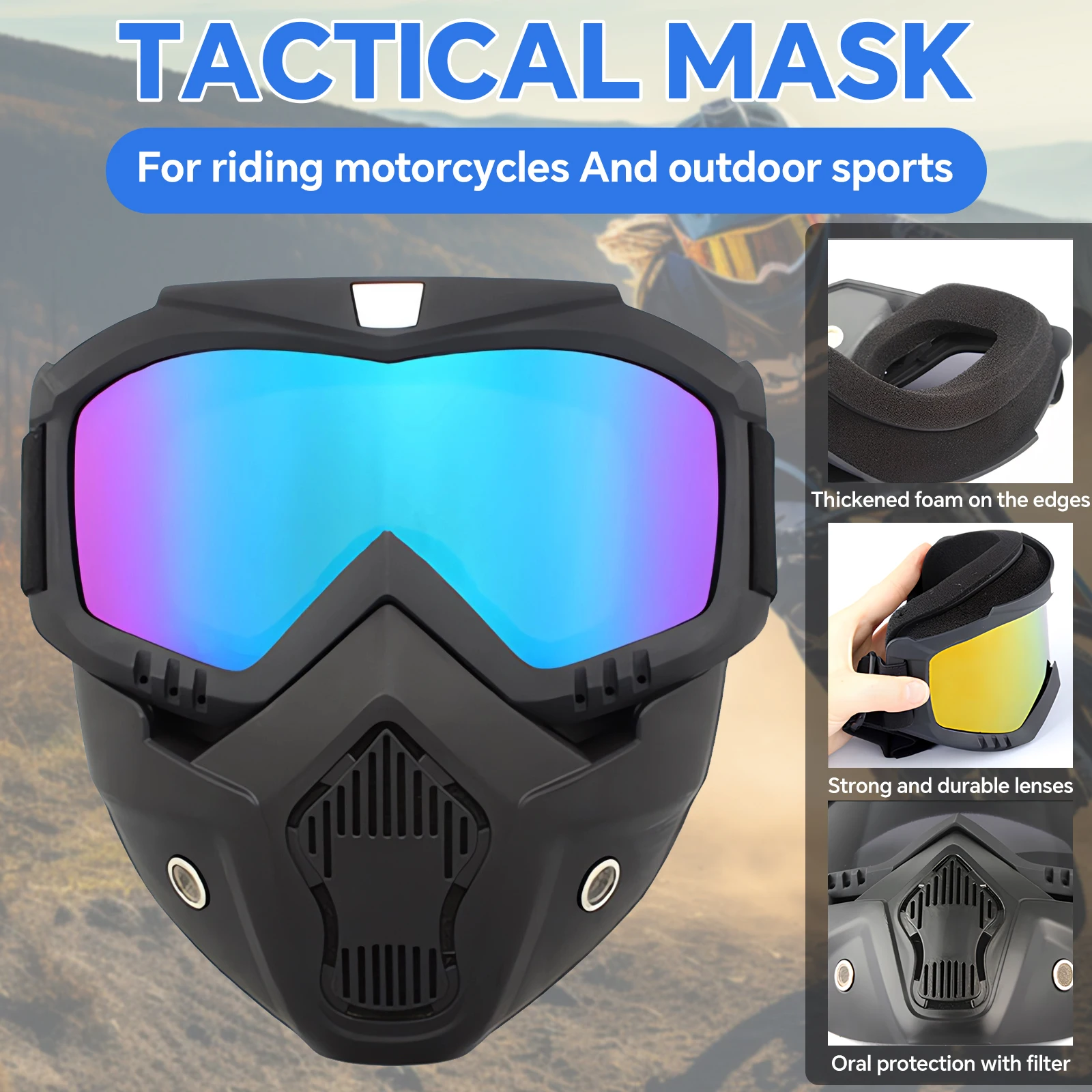 

Outdoor sports windproof mask goggles HD motorcycle glasses snowboard glasses riding motocross summer UV protection sunglasses