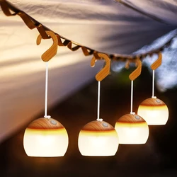 Mini Retro Camping Lantern USB Rechargeable Haning Hook Night Light Battery Powered Tent Table Light For Outdoor Emergency