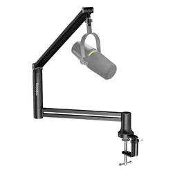 Boom Arm, 360° Rotatable Low Profile Microphone Stand, 4-Use Foldable Mic Arm Holds Up to 1.5kg, with 3/8'' to 5/8'' Screw Adapt