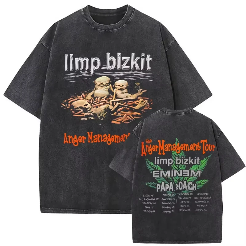 Washed Vintage Rock Band Limp Bizkit Significant Other Print T-shirts Men's Women Hip Hop Retro Oversized Short Sleeve T Shirts