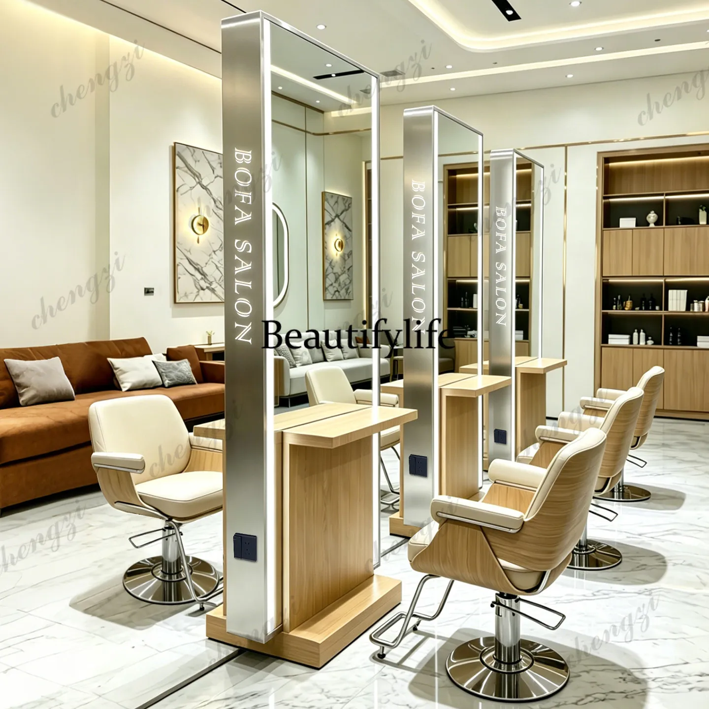 New barber shop mirror with countertop hairdressing shop fashion, hair cutting mirror hair salon only