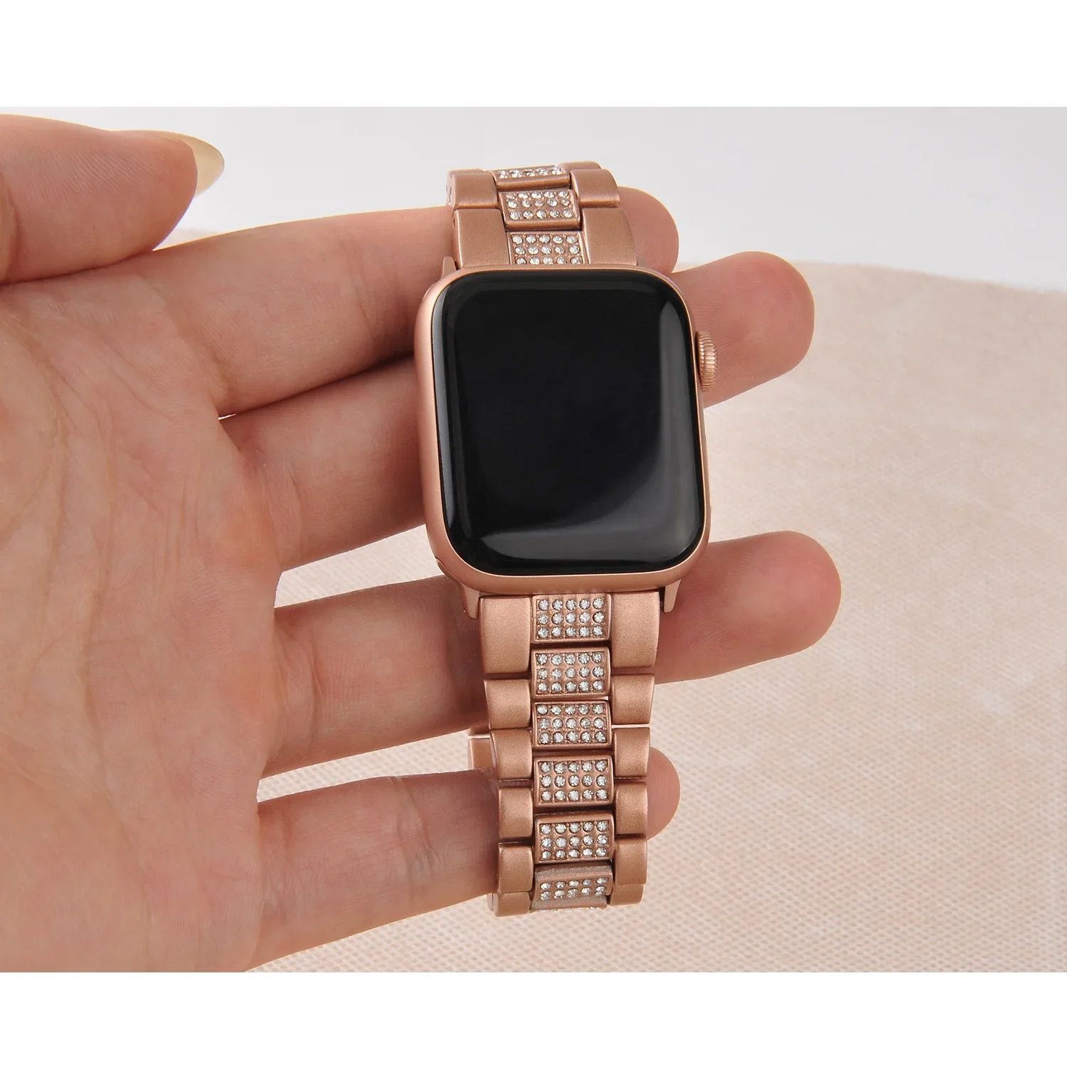 Metal+diamond Strap for Apple Watch Ultra 9 8 7 49mm 45mm 41mm Bracelet Wristband IWatch 6 5 4 3 SE 44mm 40mm 42mm 10 46mm 42mm
