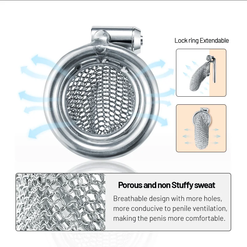 Metal Mesh Male Chastity Cage CB Penis Lock Stainless Steel Hidden Lock Design Adult Bondage Prevent Cheating Sex Abstinence Toy