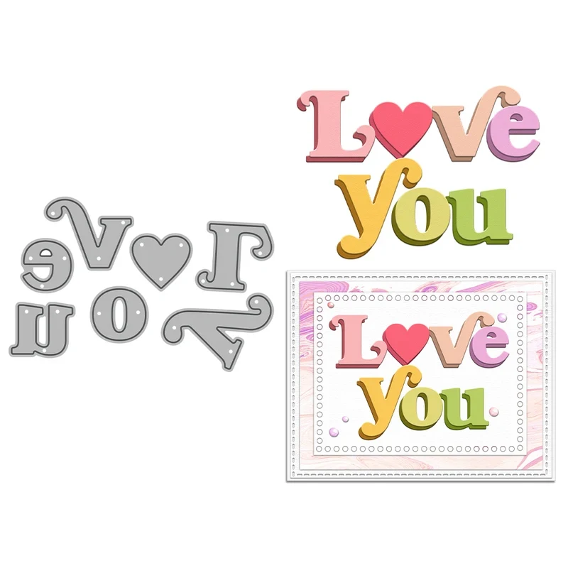 

Love You Shaker Cutting Dies DIY Scrapbooking Supplies Metal Dies Knife Mold For Card Making Albums Crafts Decor