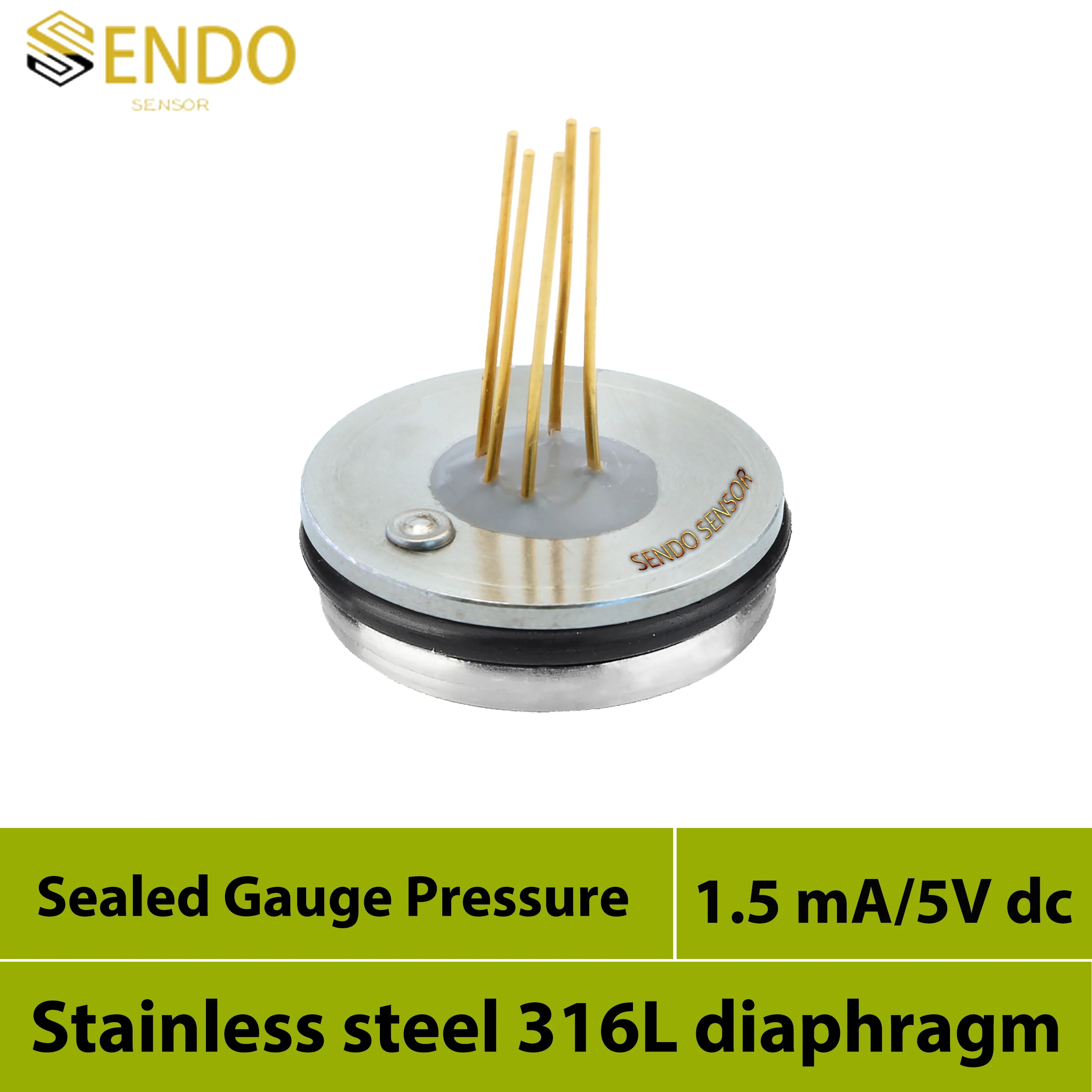 Pressure transducer element sealed gauge 1.5mA or 5Volt dc power 10bar 16bar 25bar 40bar 60bar 6 4 1 mpa 2.5 1.6 mpa 19mm dia