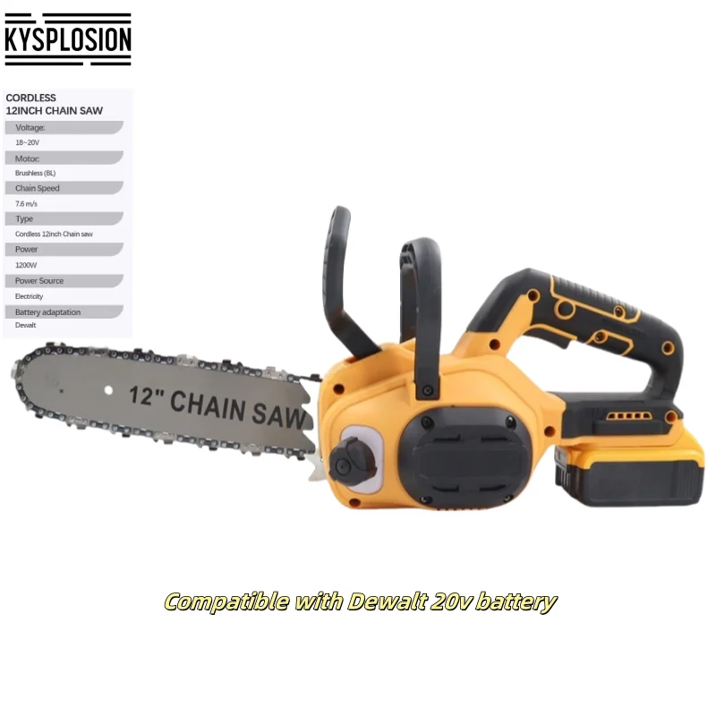 12-дюймовая бесщеточная электрическая бензопила 1200 Вт, аккумуляторная бензопила, домашние деревообрабатывающие электроинструменты для Dewalt, аккумулятор 20 В