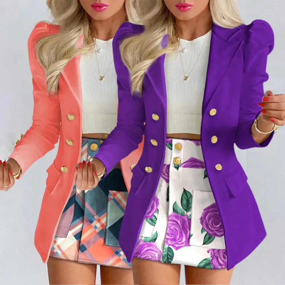 Women's Spring Long Sleeve Solid Color Jacket With Mini Skirt Two-piece Suit Tailleur Femme Blazer And Set Dress Free Shipping