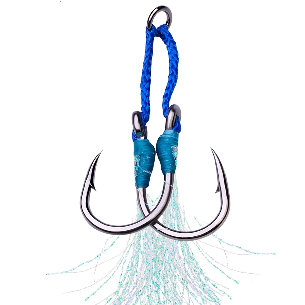 Carbon stainless steel fishing hook for saltwater  jigging fishing hook  accessories 1/0 3/0 5/0 7/0 9/0 11/0 13/0 1pair/bag image 2