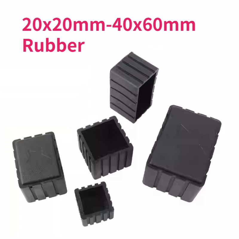 Square/rectangle Black Rubber Chair Leg Caps Non-slips Table Feet Furniture Tube End Covers Tips Protector Pads Pipe Plugs