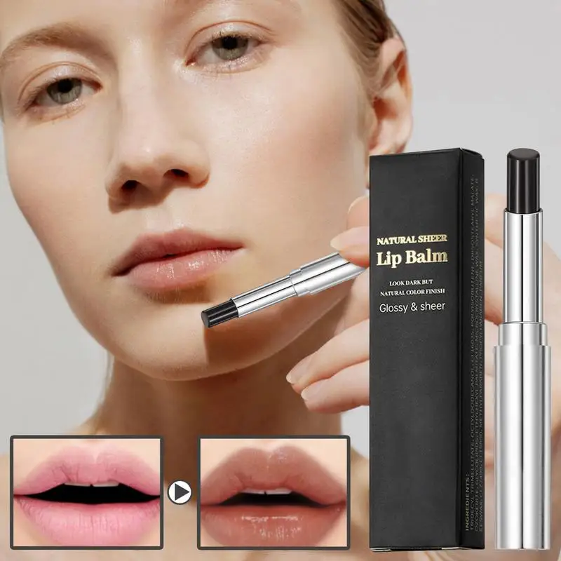 1 個黒リップクリームグロス保湿リップティント保湿乾燥しない口紅メイクアップベースケア女性ガール