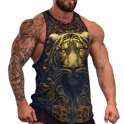 3D Tiger Lion Printed Tank Top Gym Muscle Clothing Men Summer Streetwear Basketball Vest Quick Drying Sleeveless T-Shirt Y2k Top