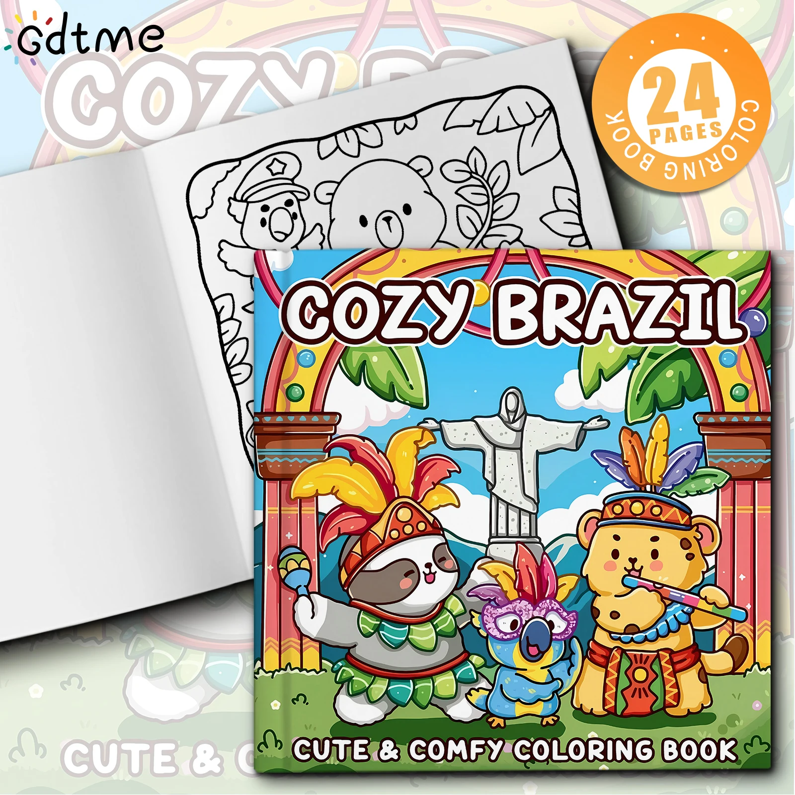 كتاب تلوين برازيلي مريح للبالغين يتميز بنمط جريء وسهل للاسترخاء للأطفال كتاب رسم تعليمي يمكنك صنعه بنفسك #3